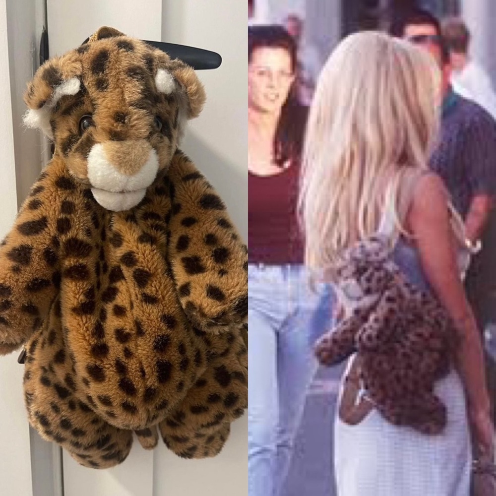 Rare 1997 MANGO brand Leopard backpack bag purse